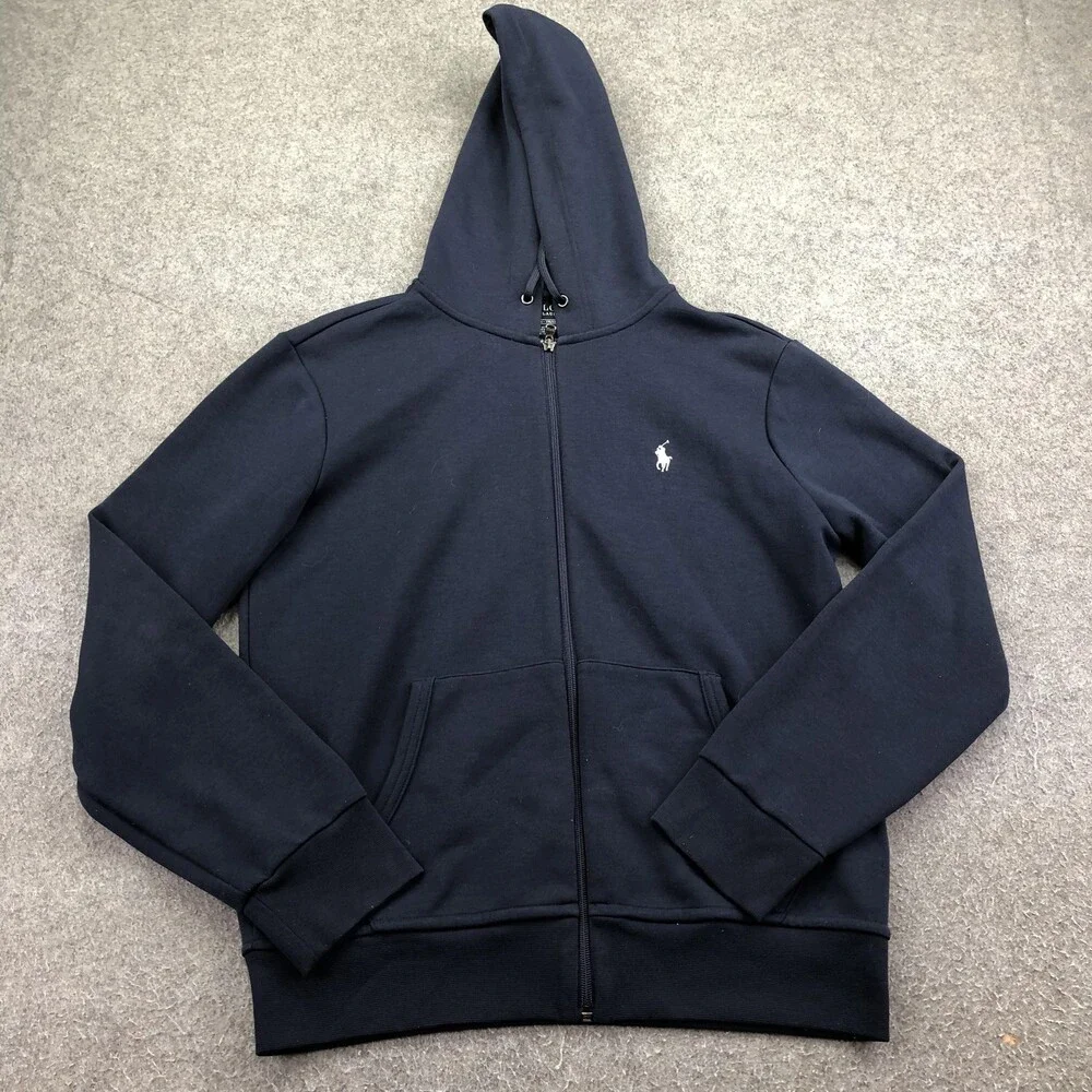 Polo Ralph Lauren Hoodie Mens Small Blue Full Zip Knit Sweatshirt Pony Logo